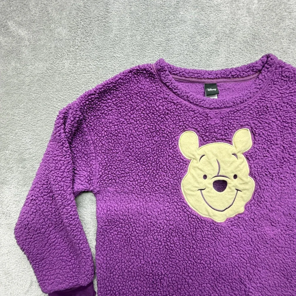 Disney‎ Pajama Top Unisex Kids L Purple Fleece Faux Fur Winnie The Pooh